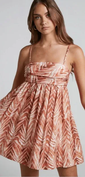 Amalie the Label Lotte linen blend tie-back babydoll mini dress NWT Size 14 thumbnail 1