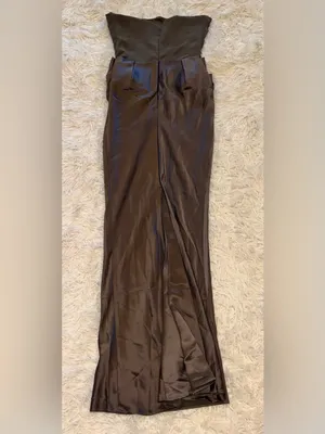 NEW HOUSE OF CB Persephone Strapless pebble gray crepe Evening Dress Sz S thumbnail 6