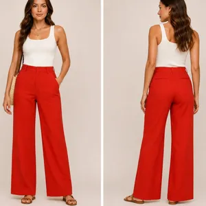 Gap Perfect Khaki Pants Womens 04R Lava Orange Flare Stretch‎ Chino Retro Bright thumbnail 2