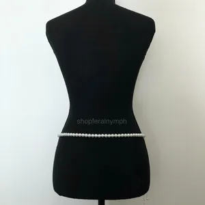 Y2K Coquette White Faux Pearl Layered Draped Chain Belt, 31.5 Inches, X7GA1139 thumbnail 7
