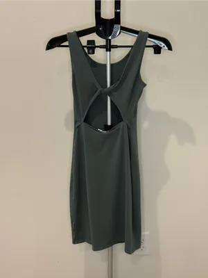Tentree Organic Cotton Twist-Back Cutout Tank Dress XS Gray Green thumbnail 5