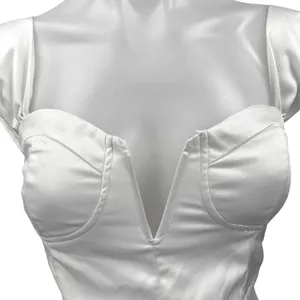 Superdown Women's White Satin Sleeveless Cami Camisole Corset Crop Tank Top S thumbnail 3