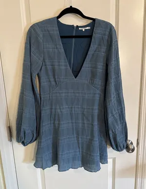 Revolve Tularosa Ryland Mini Dress Dusty Blue Size Small Boho thumbnail 1