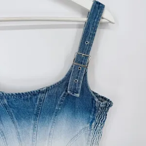 Amanda Uprichard‎ Raisa Top in Ioania Denim Buckle Crop Top Sz Lg thumbnail 5