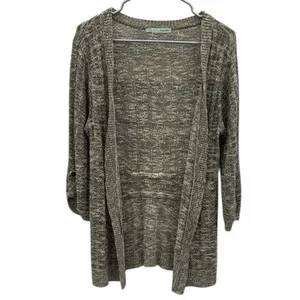 Maurices Open Front Textured Knit Cardigan Womens Large Olive Cream thumbnail 4