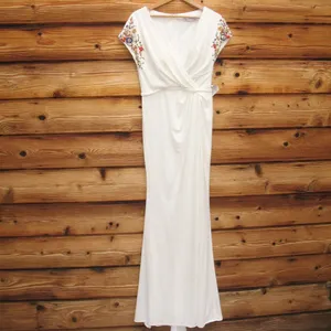 Mac Duggal 55709 Embellished Sleeve Jersey Wrap Gown White Size 4 thumbnail 5
