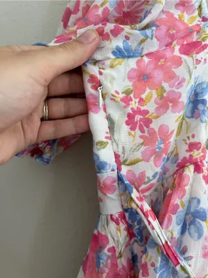 Altar'd State Pink Blue Floral Square-Neck Puff Sleeve Mini Dress High Tea XL thumbnail 6