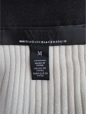 White House Black Market Women's Medium Ribbed Button-Up Shirt with Black Collar thumbnail 6