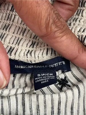 AMERICAN EAGLE Cream Striped Smocked-Waist Embroidered Star Detail Shorts Sz S thumbnail 7