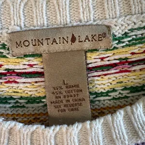 Mountain Lake Fair Isle Sweater Knit L Cottagecore Nordic‎ Grandpa Cozy Boho thumbnail 3