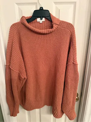 aerie Chunky Cowl Neck Sweater - Rusty Orange thumbnail 1
