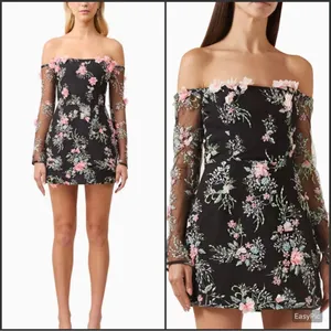 NWT Elliatt Gaia Black Floral Mini Dress Size L thumbnail 2