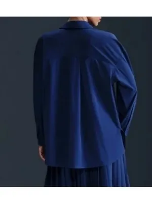 Nike 24.7 Perfect Stretch Oversized Long Sleeved Top Royal Blue Women's Medium M thumbnail 2