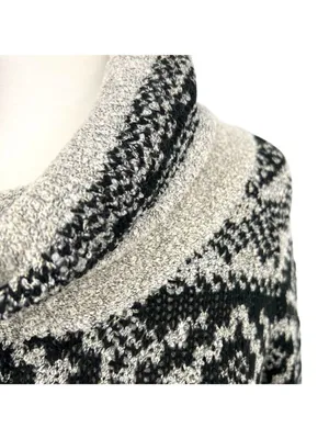 Maurices Nordic Pattern Cowl Neck Sweater Metallic Gray Black Size Medium NWT thumbnail 3