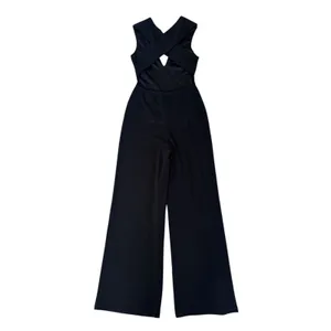 LULUS Thinking Out Loud Backless Black Jumpsuit Criss Cross Open Back Wide Leg S thumbnail 7