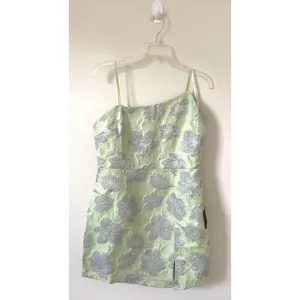 Lulu's Asymmetrical Formal Bodycon Mini Dress Light Green Silver Size Large NEW thumbnail 5
