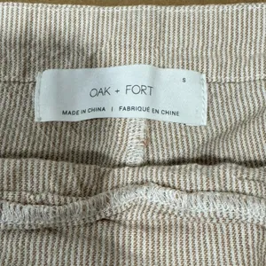 Oak‎ + Fort Lagenlook Neutral Relaxed Fit Wide Leg Striped Jumpsuit Overalls Sm thumbnail 9