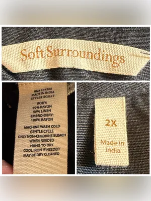 Soft Surroundings Embroidered Tiered Midi Dress Size 2X Linen Blend Belted Black thumbnail 13