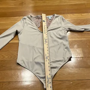 Revamped tan lace one piece body suit size medium. thumbnail 4