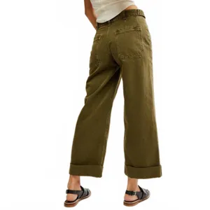 We The Free Palmer Wide Leg Jeans Free People Green NWT Size 28 thumbnail 3