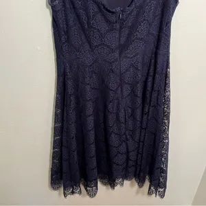 Kensie Women's Size 8 Fit & Flare Dress Navy Blue Scalloped Lace Open Back Cap thumbnail 9