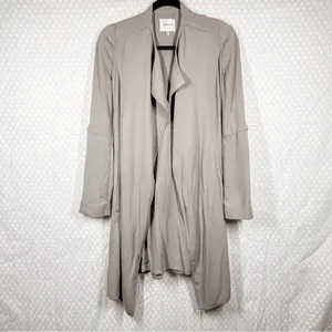 Aritzia Babaton Taupe Light Academia Flowy Quincy‎ Tie Waist Lightweight Jacket thumbnail 3