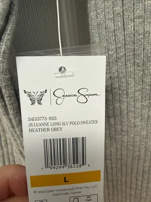 Jessica Simpson Heather Gray Ribbed Half-Zip Turtleneck Sweater thumbnail 2