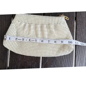 Vintage 70s 80s White Enamel Metal Mesh Evening Purse Metal Chain Hong Kong thumbnail 6