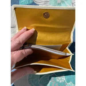 Off-White Patent Leather Medallion Long Flap Wallet Card Coin thumbnail 9