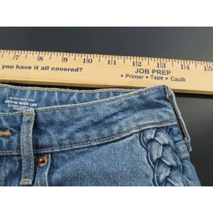 Old Navy Extra High Rise Sky-Hi Wide Leg Braided Trim Denim Jeans Womens Size 0 thumbnail 4
