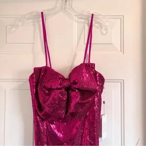 Torn by RONNY KOBO Lindsay Sequin Bow Mini Dress, Color Tulip Pink, Size M, NWT thumbnail 14