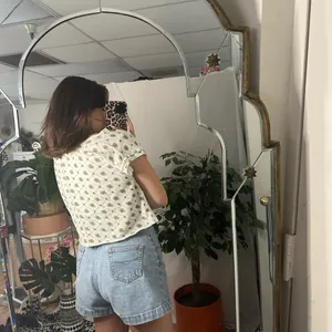 Free People Organic Cotton Cropped Printed Lounge Top Size XS thumbnail 5