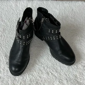 Hush Puppies Black Studded Ankle Boots thumbnail 1