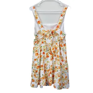 NWT Lulus Yellow Day Date Floral‎ Sleeveless Tie Back Mini Dress Size LARGE thumbnail 8