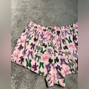 Pink Victoria’s Secret pajama lounge bow pattern Shorts large thumbnail 8