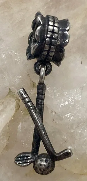 Vintage Golf Clubs and‎ Ball Charm Style Sterling 925 Silver 1.9g Sports Golfing thumbnail 1