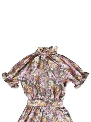Anthropologie Sundays Evelyn Short Sleeve Dusk Floral Brown Mini Shirt Dress thumbnail 7