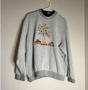 Women's Size L Dog Made In USA Bon Worth Gray Fall Sweatshirt thumbnail 1