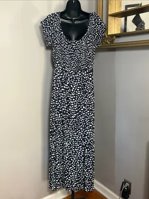Loralette Size 18 20 Navy Blue and White Speckled Smock Maxi Dress thumbnail 2