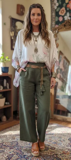 Viola Borghi Italy 100% Silk Floral Boho Kimono Blouse Top White Pink L Large thumbnail 1