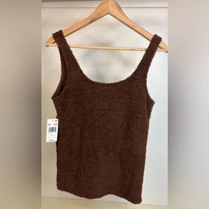 NWT Steve Madden Fuzzy Brown Tank Top sz L thumbnail 3