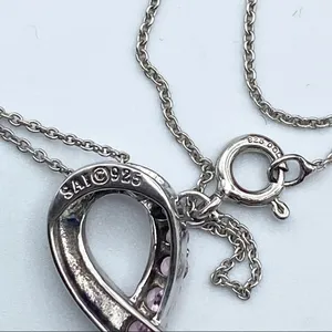 SAI 925 Pink Ribbon Cancer Sterling Silver 18” Necklace thumbnail 14