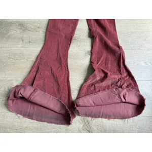 Free People Just Float On Corduroy Flare Jean fray hem wide leg Russet Acorn 26 thumbnail 10