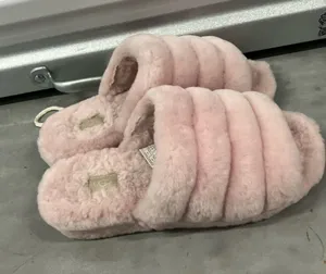 UGG Fluff Yeah Slide Women 11 Pink Sheepskin Platform Slingback Sandal Slippers thumbnail 1