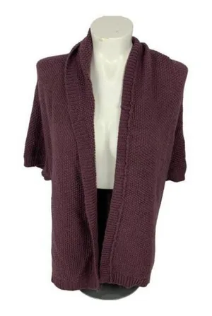 Ann Taylor Open-Front Knit Cardigan Shrug In Plum Purple Size Medium thumbnail 1