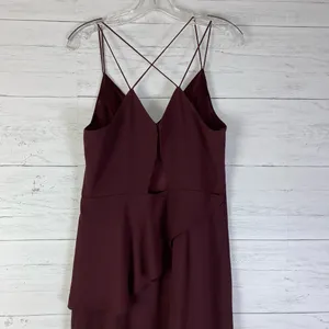 Forever New maroon wrapped strappy dress front slit size 8 thumbnail 6