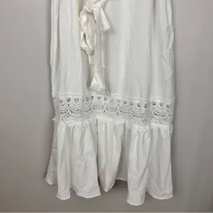 Cupshe Powder Lace & Tie Midi Summer Dress White Small NWT Minimalist Vacay Feminine thumbnail 13