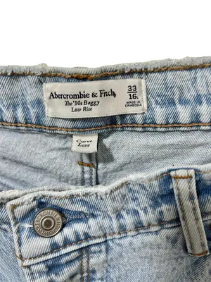 Abercrombie & Fitch 90s Baggy Low Rise Jeans 33/16 LONG Curve Love Light Wash thumbnail 3