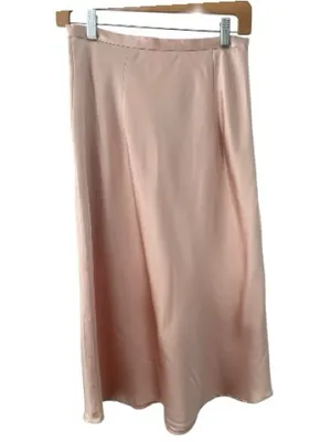 Commense Satin Midi Skirt Champagne Rose Gold Size Small Minimalist thumbnail 5