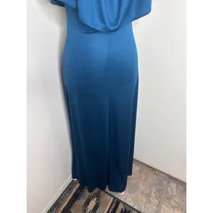 1970s Disco Era Teal Ruffle Flounce Strapless Maxi Dress – True Vintage/Handmade thumbnail 3